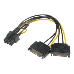 Akasa Sata To 6+2-pin Pcie-adapter, 0.15m, Black/yellow